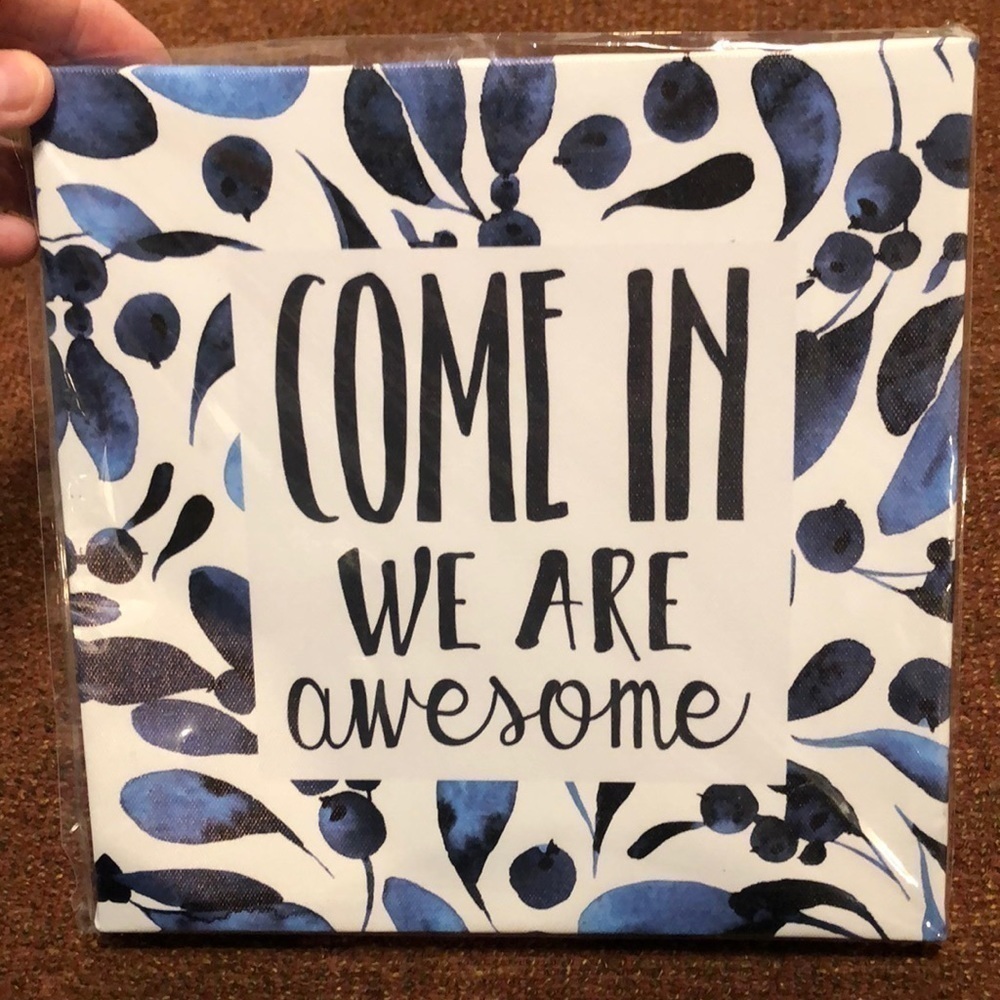 Canvas Wall decor Come in we are awesome Measurements: 8.5X8.5
